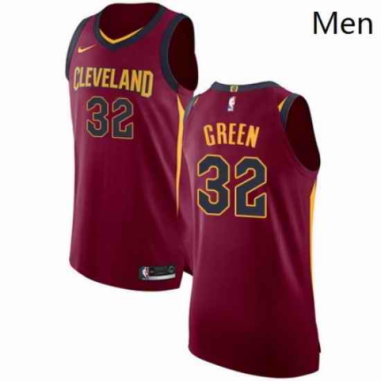 Mens Nike Cleveland Cavaliers 32 Jeff Green Authentic Maroon Road NBA Jersey Icon Edition